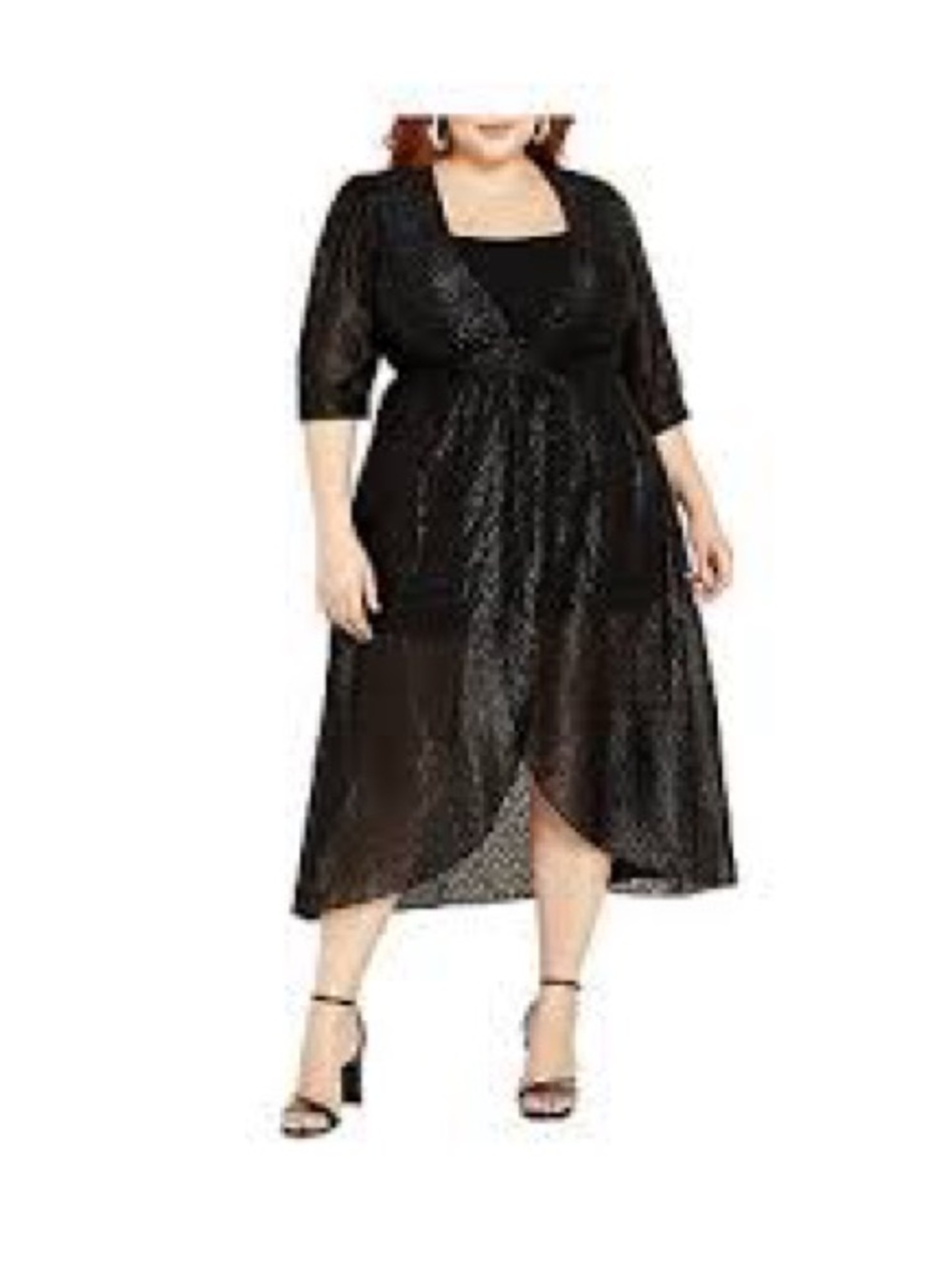City Chic Black Metallic Glimmer Jacket 16